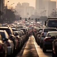 Buy canvas prints of Car point of view of a big traffic jam on a highway. by Michael Piepgras