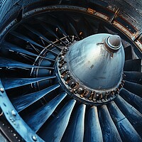 Buy canvas prints of Close up of an aircraft turbine. by Michael Piepgras