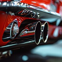 Buy canvas prints of Close-up of a tuned sports car exhaust system. by Michael Piepgras