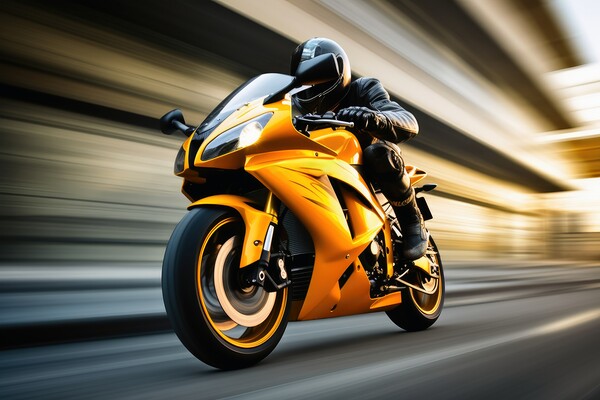 Fast motorbike with a motion blur background. Picture Board by Michael Piepgras