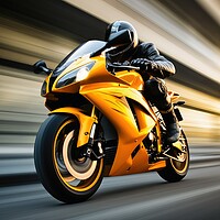 Buy canvas prints of Fast motorbike with a motion blur background. by Michael Piepgras