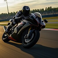 Buy canvas prints of Fast racing motorcycles on a track. by Michael Piepgras