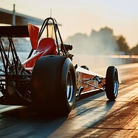 Buy canvas prints of Very fast rocket dragster on a track. by Michael Piepgras