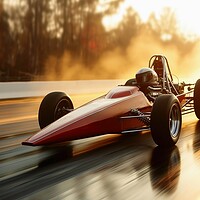 Buy canvas prints of Very fast rocket dragster on a track. by Michael Piepgras