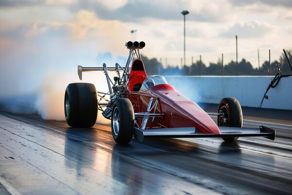 Very fast rocket dragster on a track. Picture Board by Michael Piepgras