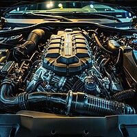 Buy canvas prints of View into the engine compartment of a powerful tuned engine. by Michael Piepgras