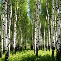 Buy canvas prints of A beautiful birch forest with many white tree trunks. by Michael Piepgras