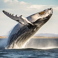 Buy canvas prints of A big whale jumping half out of the water. by Michael Piepgras