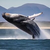 Buy canvas prints of A big whale jumping half out of the water. by Michael Piepgras