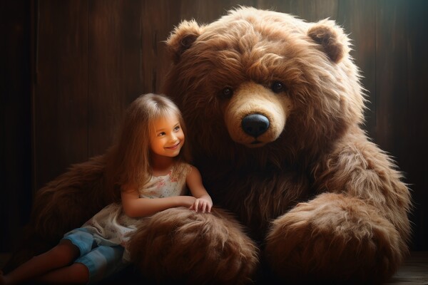 A cute big teddybear and a little girl. Picture Board by Michael Piepgras