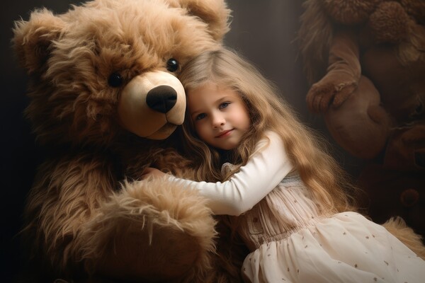 A cute big teddybear and a little girl. Picture Board by Michael Piepgras