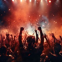 Buy canvas prints of A rock concert with a cheering crowd. by Michael Piepgras