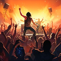 Buy canvas prints of A rock concert with a cheering crowd. by Michael Piepgras
