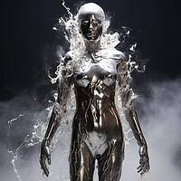 Buy canvas prints of A woman made of liquid mercury. by Michael Piepgras