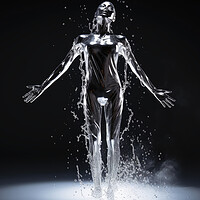 Buy canvas prints of A woman made of liquid mercury. by Michael Piepgras