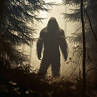 Buy canvas prints of Rare shot of the mysterious bigfoot in a forest. by Michael Piepgras