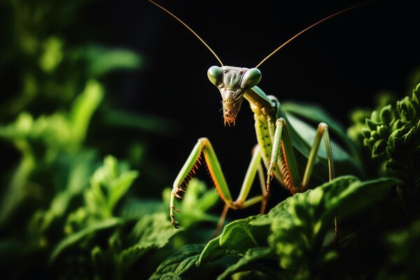 A praying mantis on a plant. Picture Board by Michael Piepgras