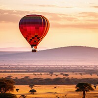 Buy canvas prints of Hot air balloons over the African savannah. by Michael Piepgras