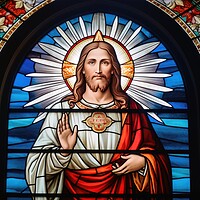 Buy canvas prints of Stained glass of jesus christ savior of the world. by Michael Piepgras