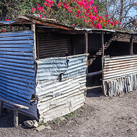 Buy canvas prints of Old abandoned huts on the side of African roads in poor regions. by Michael Piepgras