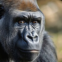 Buy canvas prints of A detailed close up show of a male gorilla. by Michael Piepgras