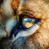 Buy canvas prints of Close up of the eye of a male Lion. by Michael Piepgras