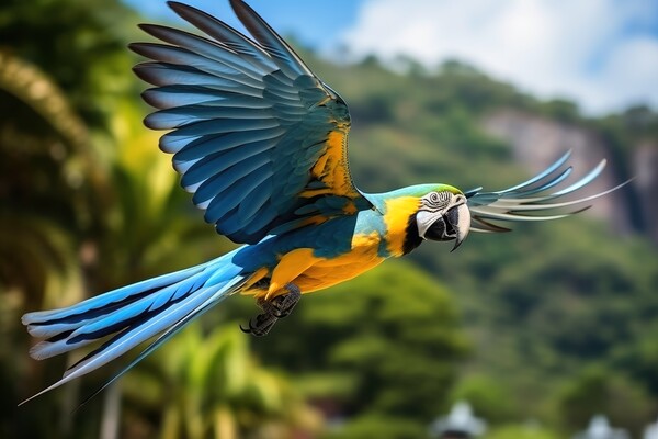 A beautiful blue macaw in free nature. Picture Board by Michael Piepgras