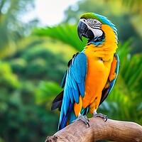 Buy canvas prints of A beautiful blue macaw in free nature. by Michael Piepgras