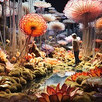 Buy canvas prints of A beautiful fantasy garden made of neural flowers. by Michael Piepgras