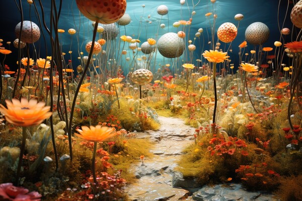 A beautiful fantasy garden made of neural flowers. Picture Board by Michael Piepgras