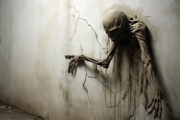 A creepy figure crawls right out of the wall. Picture Board by Michael Piepgras
