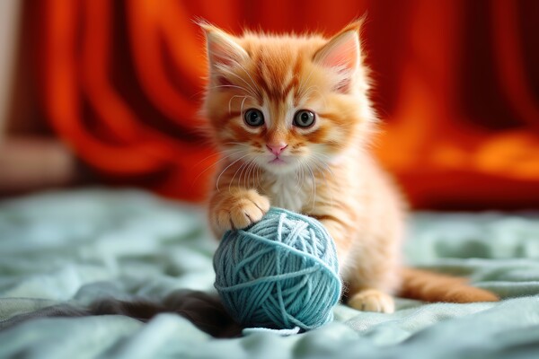A cute cat playing with a ball of wool. Picture Board by Michael Piepgras