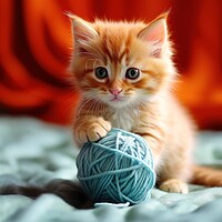 Buy canvas prints of A cute cat playing with a ball of wool. by Michael Piepgras