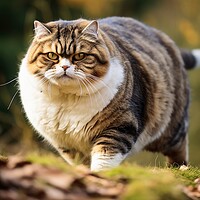 Buy canvas prints of A fat cat that can hardly walk is looking for attention. by Michael Piepgras