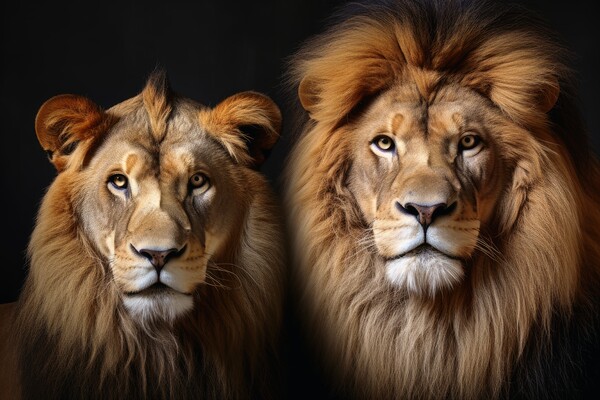 A male and a female lion portrait. Picture Board by Michael Piepgras