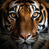 Buy canvas prints of A mesmerizing Tiger on a dark background. by Michael Piepgras