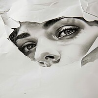Buy canvas prints of A pencil painting of a woman coming out of the paper. by Michael Piepgras