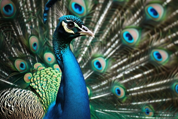 A beautiful peacock shows off its magnificent feathers. Picture Board by Michael Piepgras