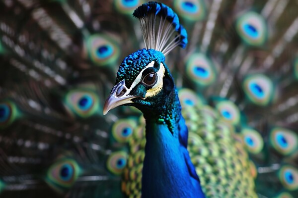 A beautiful peacock shows off its magnificent feathers. Picture Board by Michael Piepgras