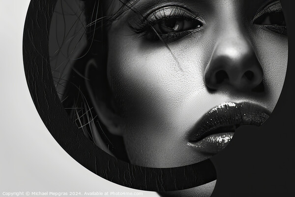 A stunning female portrait in black and white with deep shadows. Picture Board by Michael Piepgras