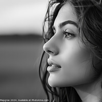 Buy canvas prints of A stunning female portrait in black and white with deep shadows. by Michael Piepgras