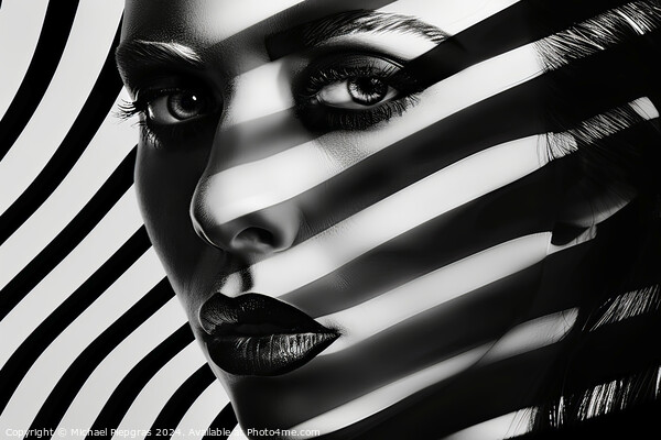 A stunning female portrait in black and white with deep shadows. Picture Board by Michael Piepgras