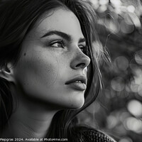 Buy canvas prints of A stunning female portrait in black and white with deep shadows. by Michael Piepgras