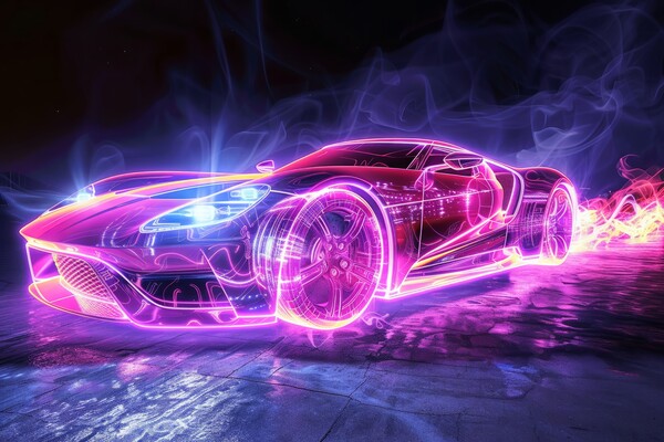 A glowing ethereal aura of a sportscar. Picture Board by Michael Piepgras