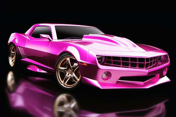 Powerful futuristic muscle car in pink color. Picture Board by Michael Piepgras