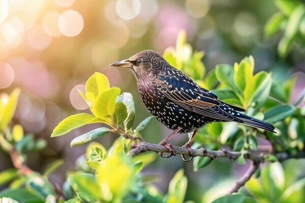 A beautiful starling sitting on a branch in the sun. Picture Board by Michael Piepgras