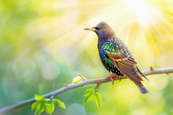 A beautiful starling sitting on a branch in the sun. Picture Board by Michael Piepgras