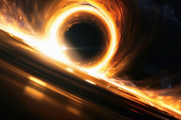 A black hole with its event horizon and swirling accretion disk. Picture Board by Michael Piepgras