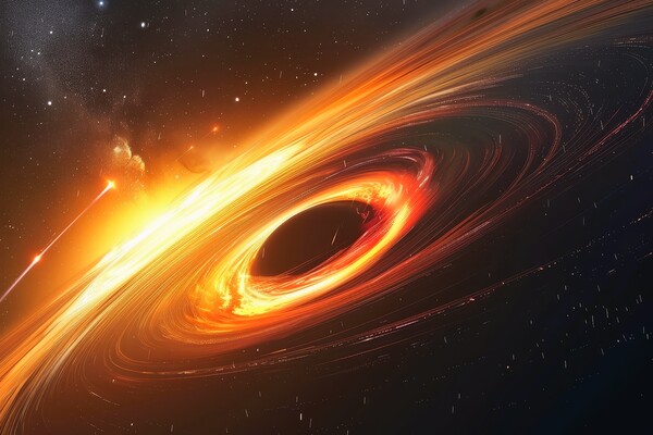 A black hole with its event horizon and swirling accretion disk. Picture Board by Michael Piepgras