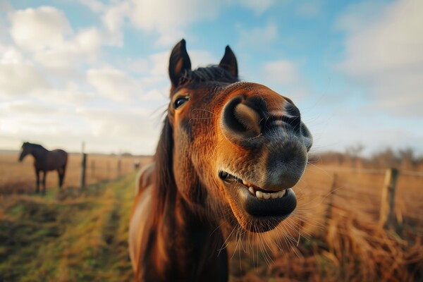 A close up of a horse smiling into the camera. Picture Board by Michael Piepgras